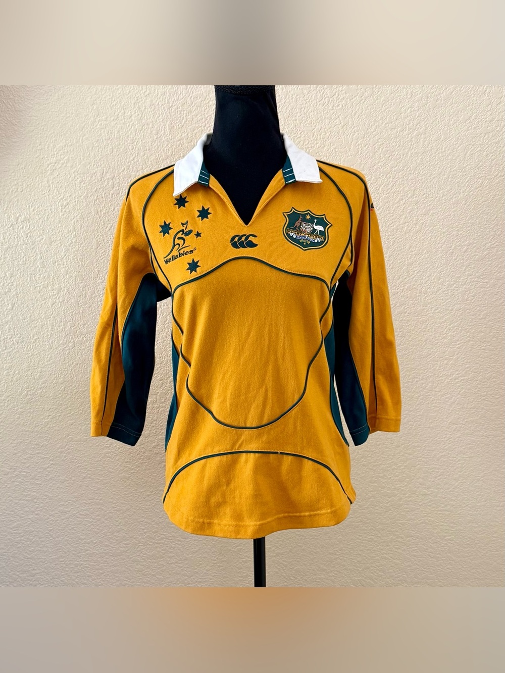 Wallabies Australia Rugby Union Canterbury CCC Jersey Women’s Sz XS-S Gold